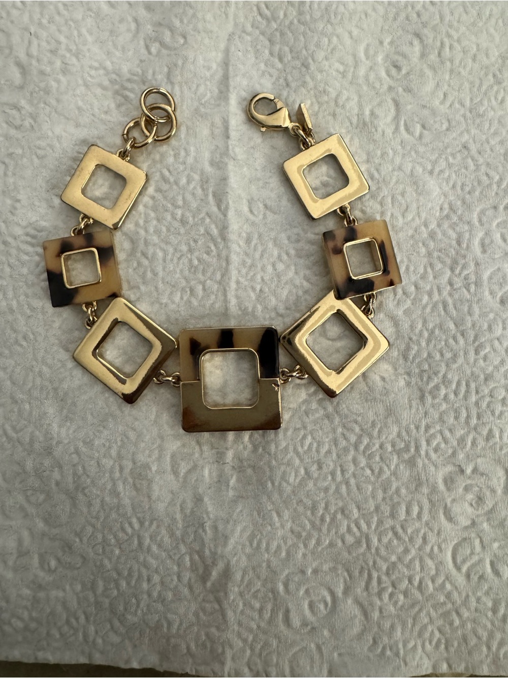 Gold-Tone & Tortoiseshell Square Link Bracelet - Women Jewelry